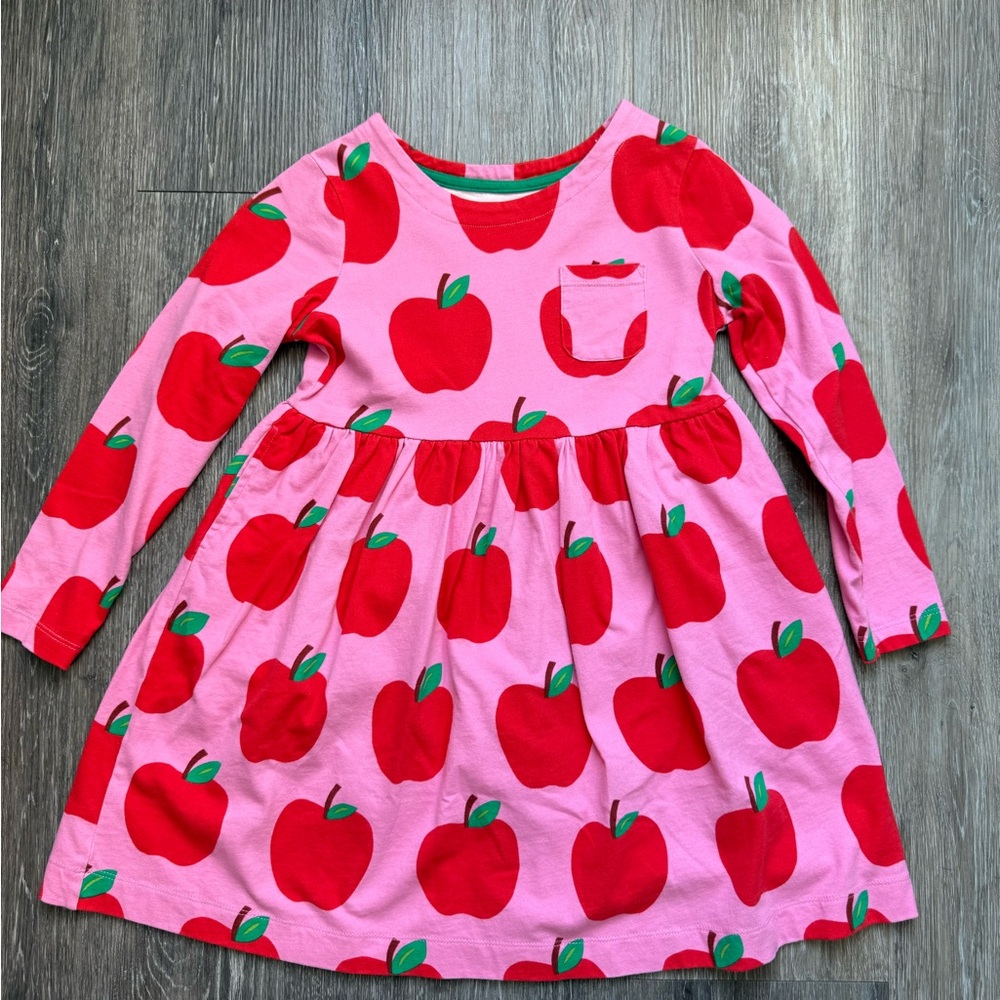 NWT Mini Boden Long Sleeve Jersey Dress in Apple print